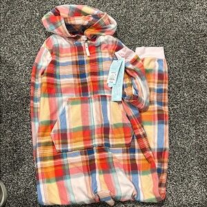Cat & Jack Multicolor Plaid Kids One Piece Pants Length Pajama